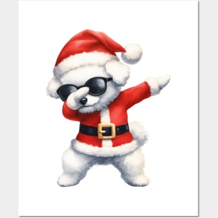 Christmas Bichon Frise Dog Dabbing Dance Posters and Art